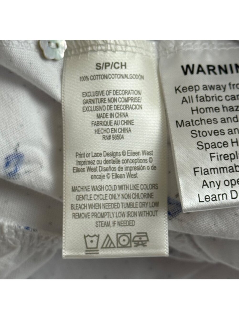 Eileen West NEW Cotton Traditional Nightgown Size Small White Blue Flowers - Picture 12 of 14